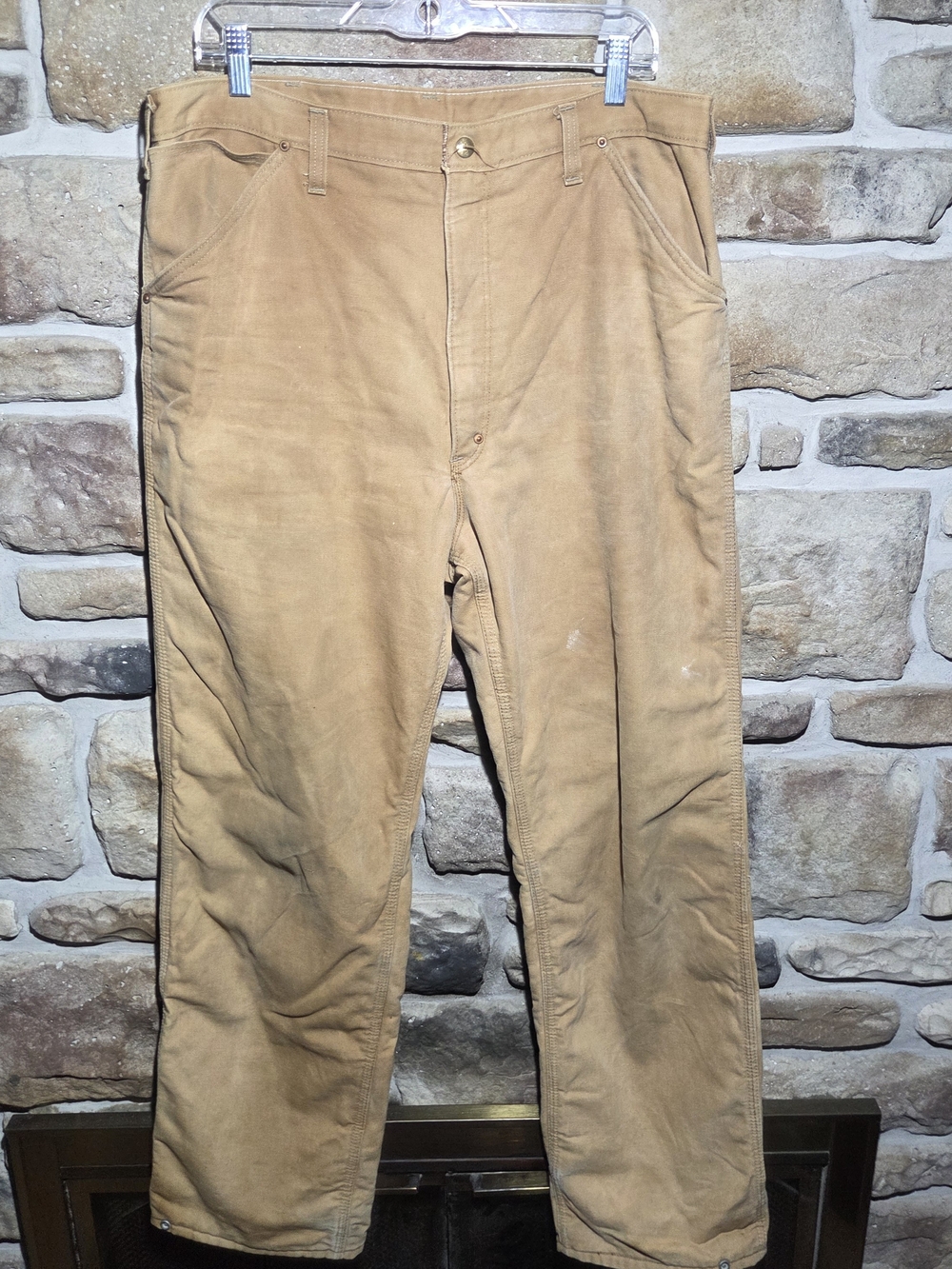 Carhartt Quilted Lined Duck Canvas Pants USA Made 38x34   Workwear Distressed
